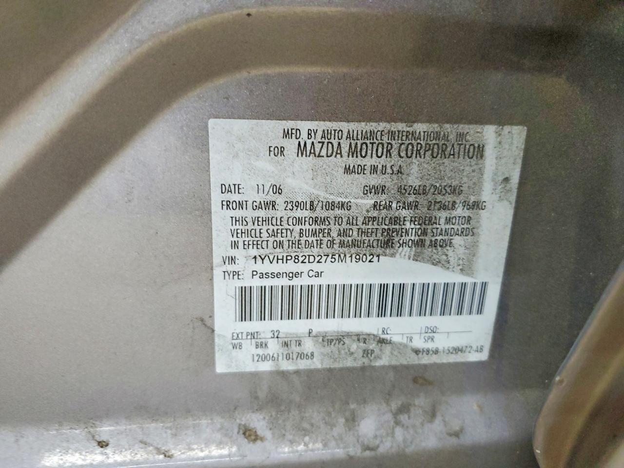 2007 MAZDA 6 S photo 12