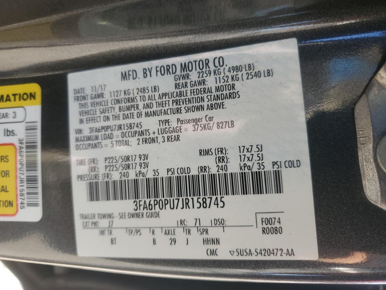 2018 FORD FUSION SE PHEV photo 11