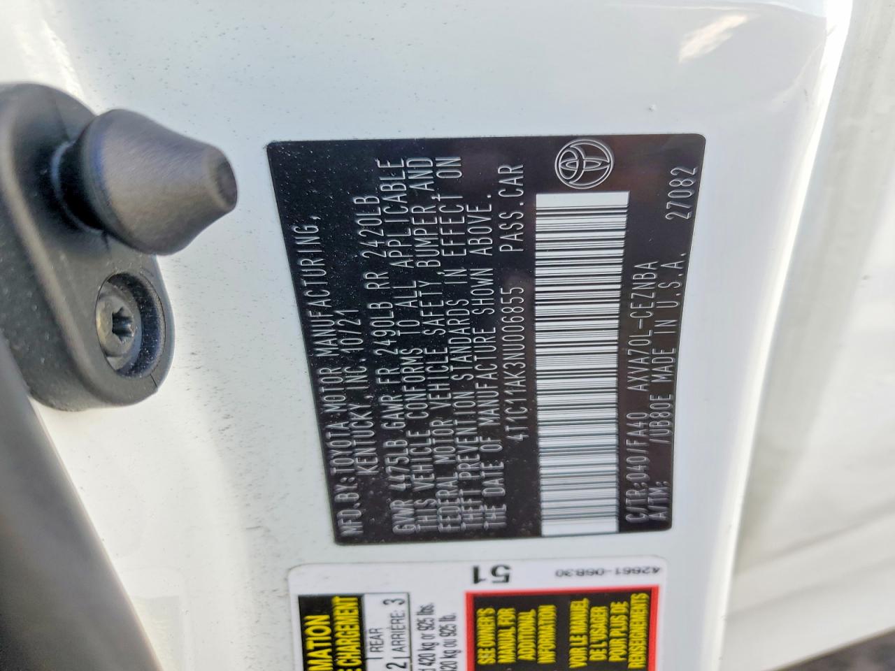 2022 TOYOTA CAMRY LE photo 12