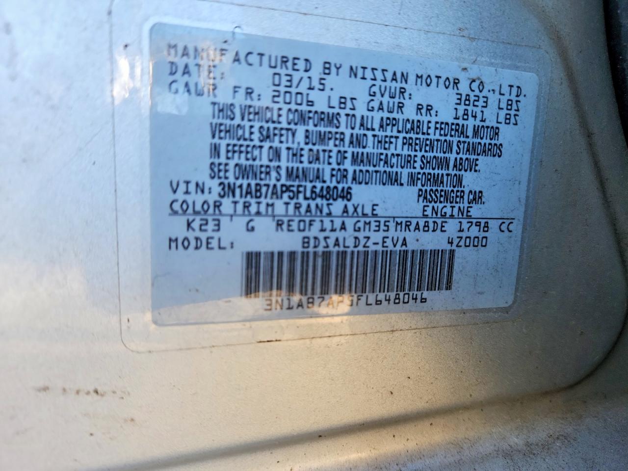2015 NISSAN SENTRA S photo 34