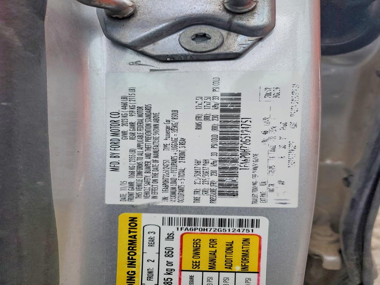 2016 FORD FUSION SE photo 34
