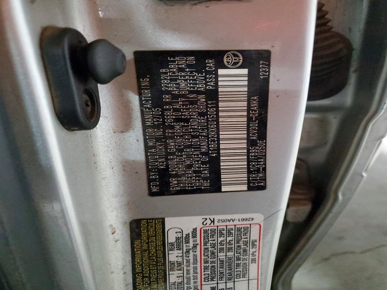 2006 TOYOTA CAMRY LE photo 34