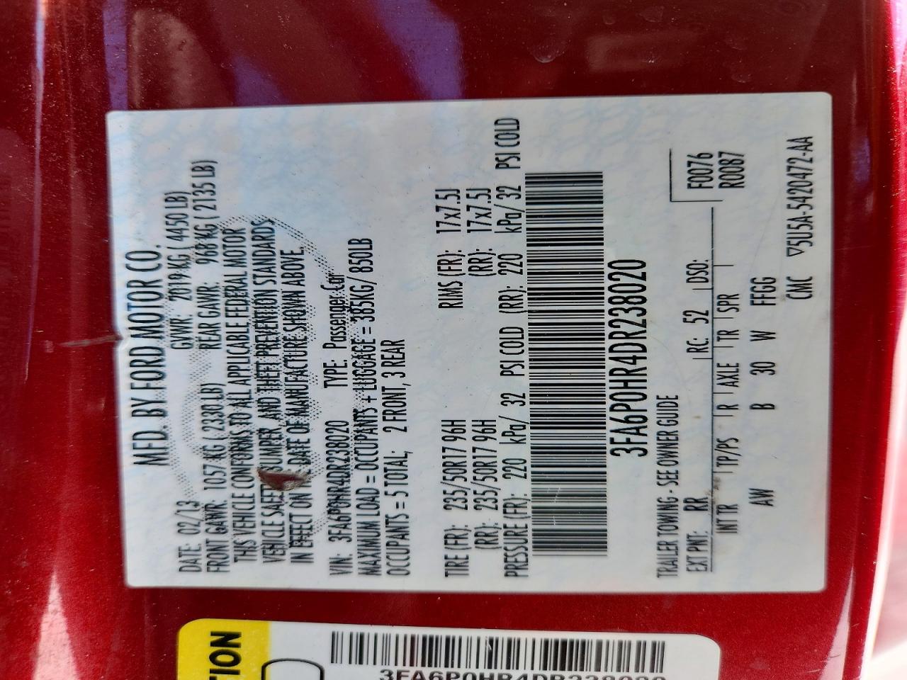 2013 FORD FUSION SE photo 13