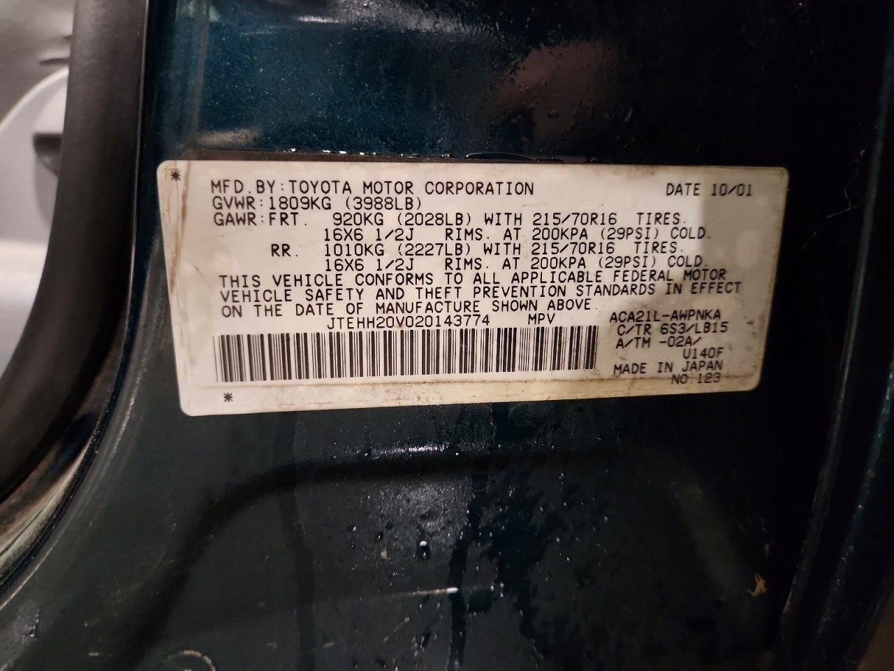 2002 TOYOTA RAV4 BASE photo 13