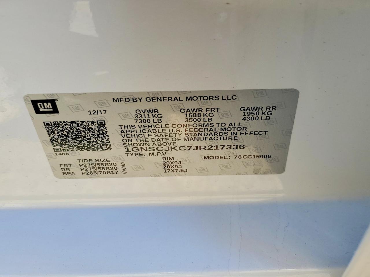 2018 CHEVROLET SUBURBAN C1500 PREMIER photo 37