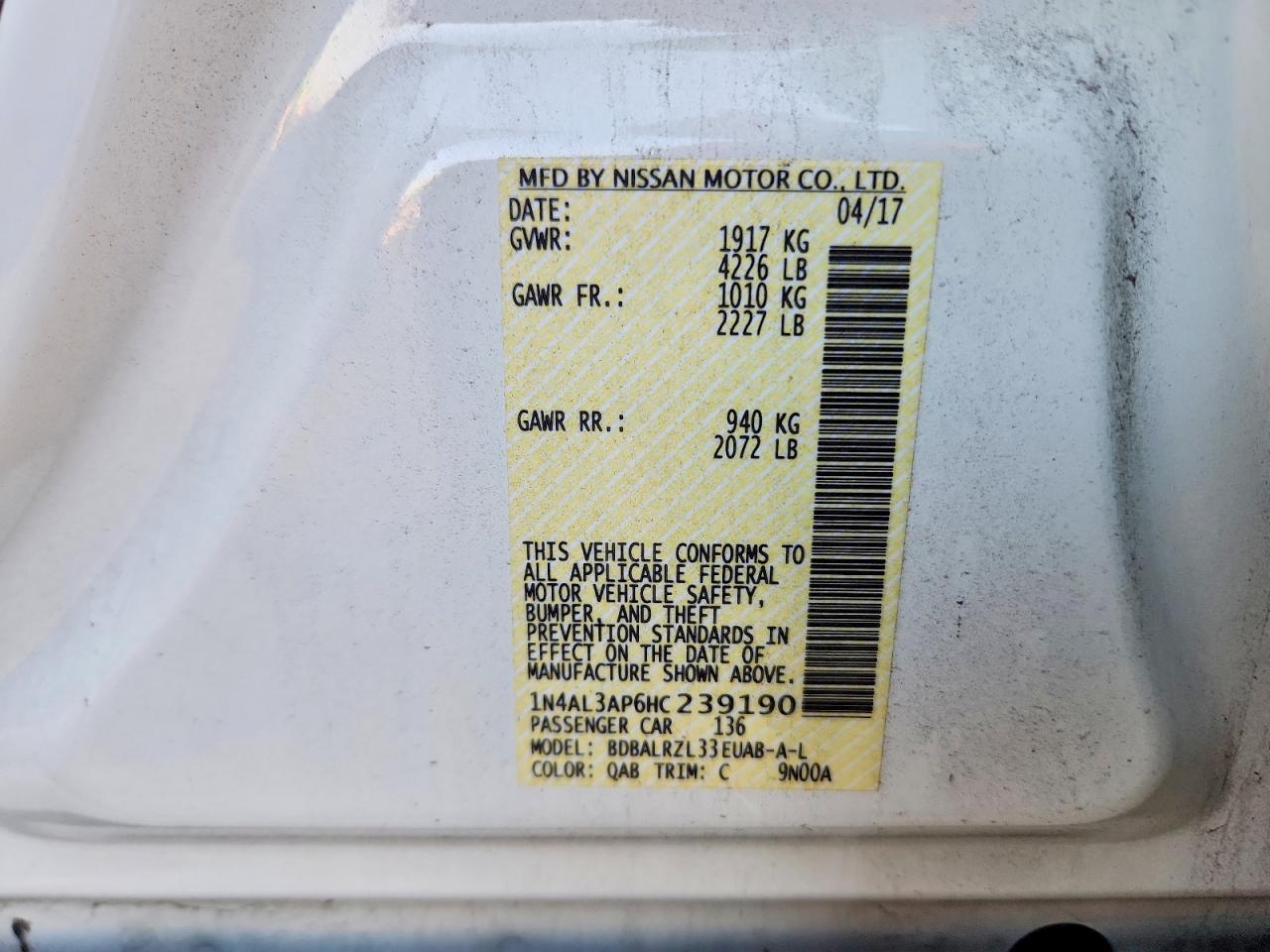 2017 NISSAN ALTIMA 2.5 photo 13