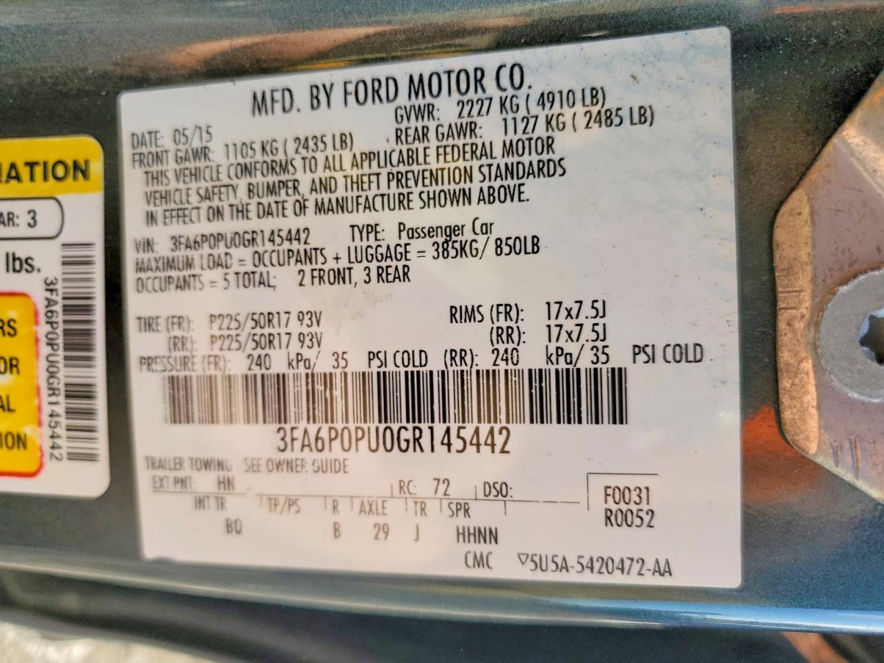 2016 FORD FUSION SE PHEV photo 34