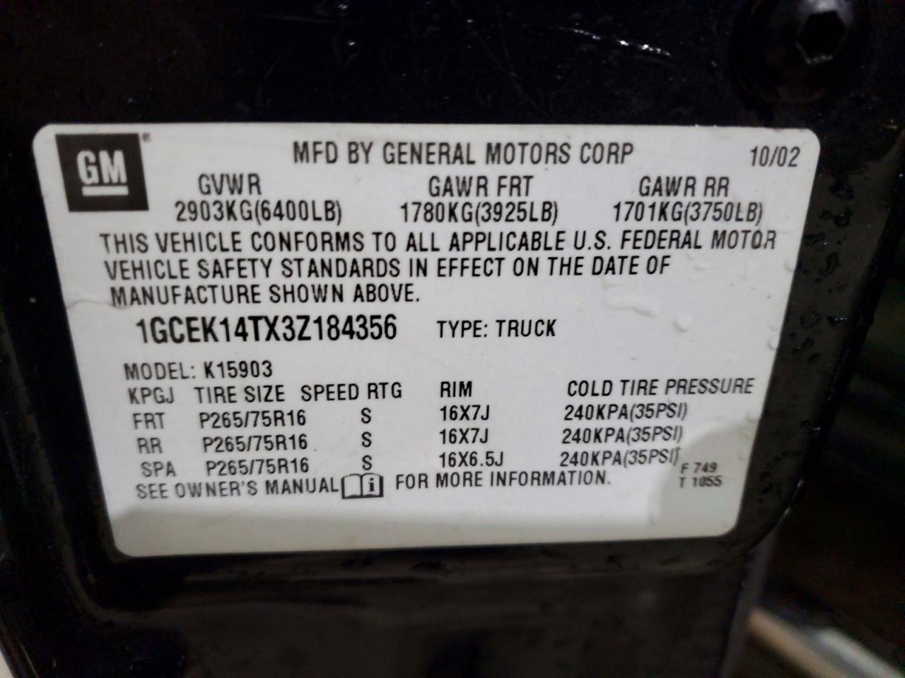 2003 CHEVROLET SILVERADO K1500 photo 23