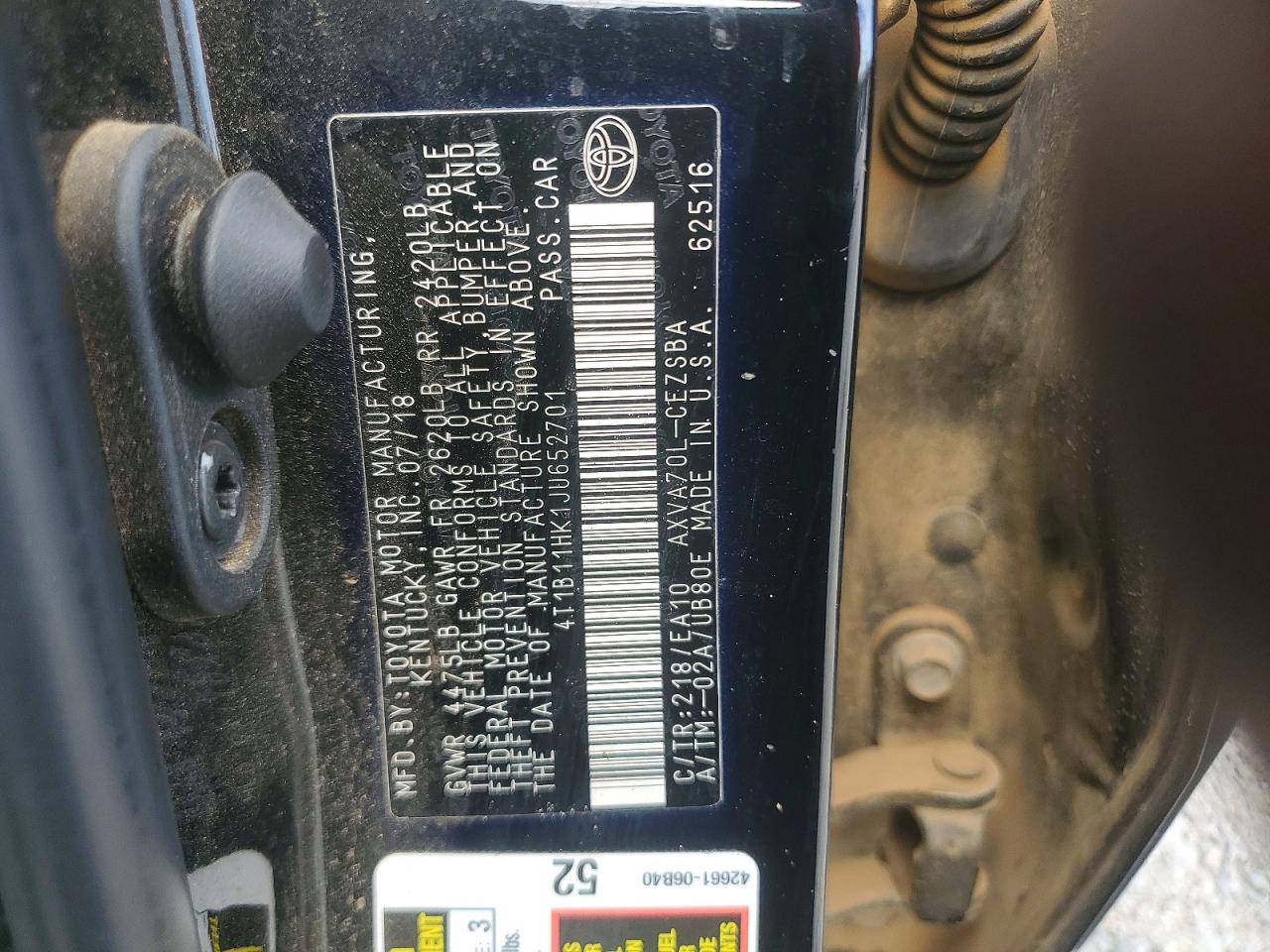 2018 TOYOTA CAMRY L photo 25