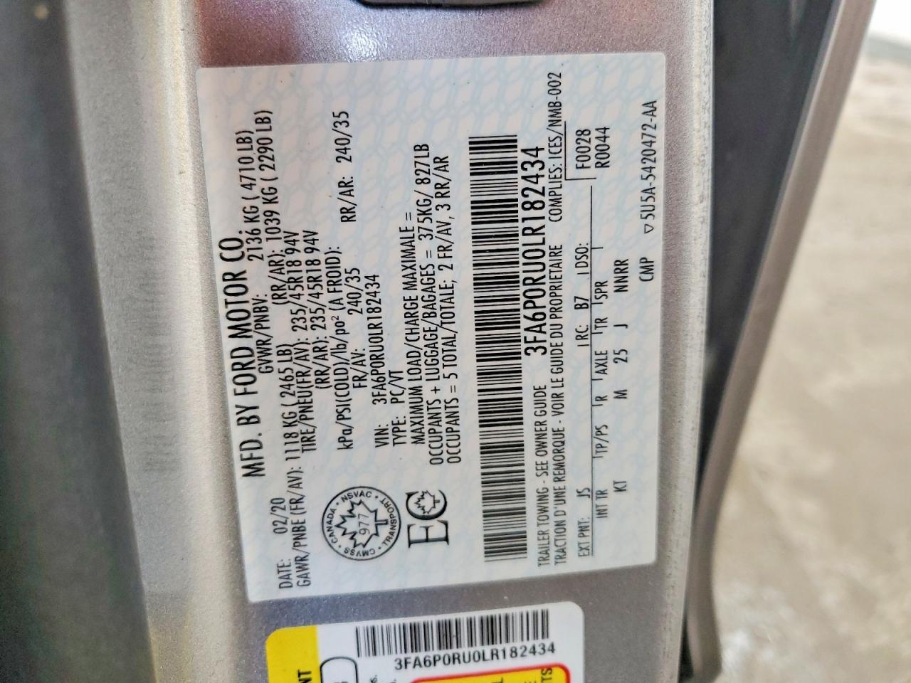 2020 FORD FUSION TITANIUM photo 12