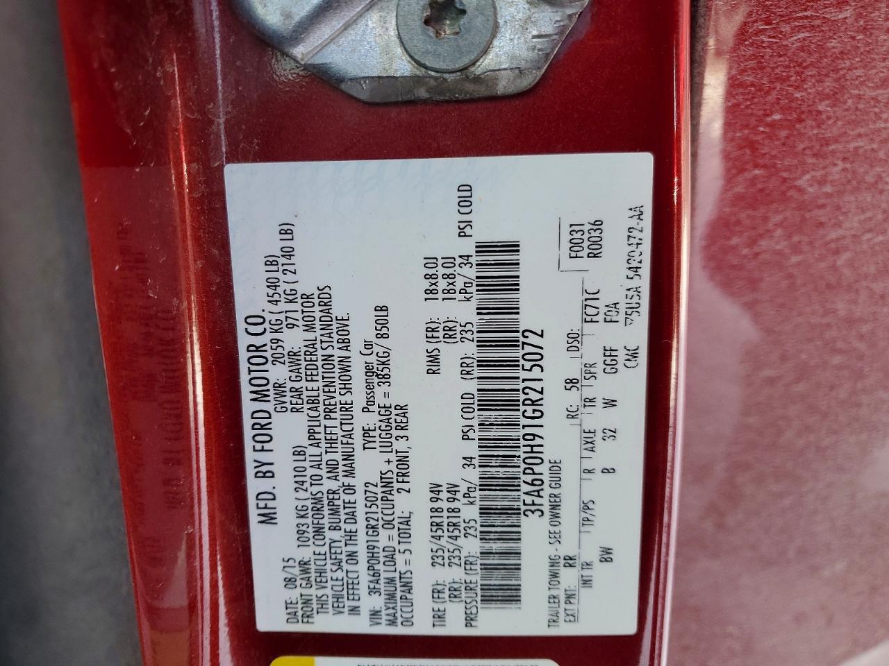 2016 FORD FUSION SE photo 23