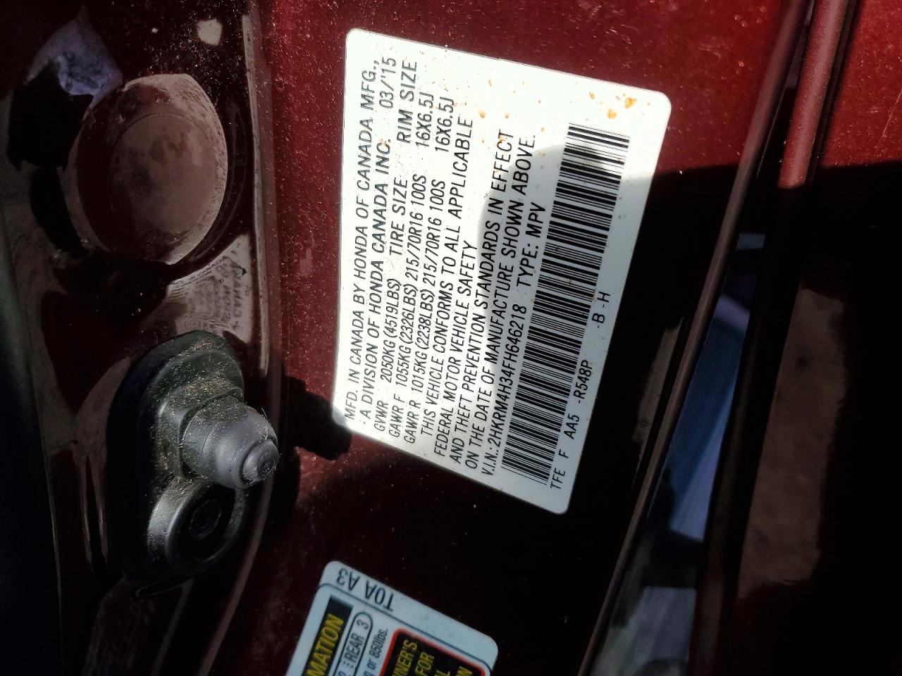 2015 HONDA CR-V LX photo 25