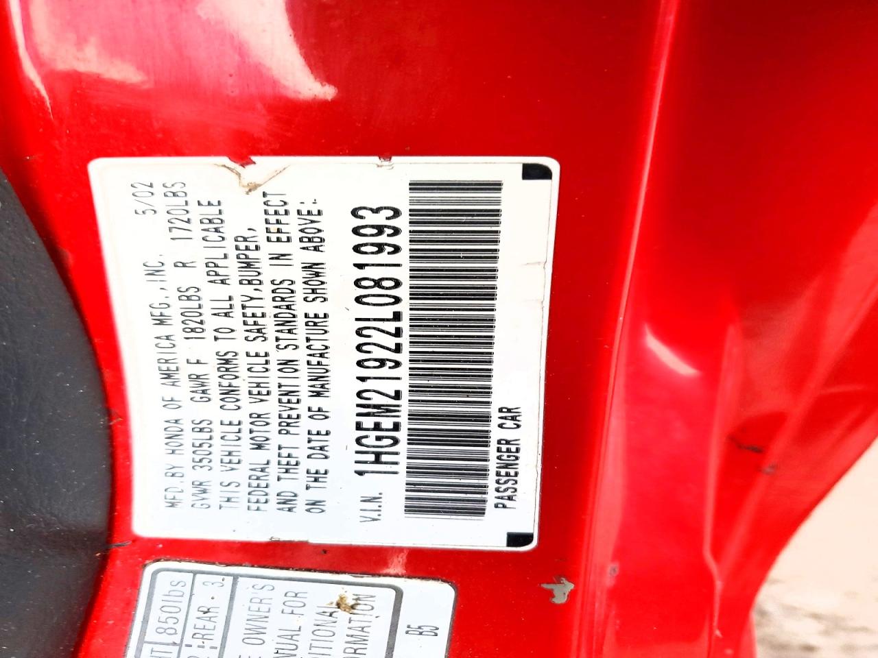 2002 HONDA CIVIC EX photo 12