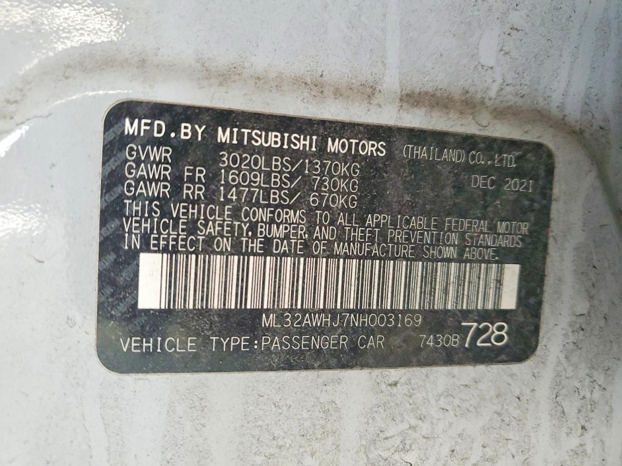 2022 MITSUBISHI MIRAGE SE photo 12