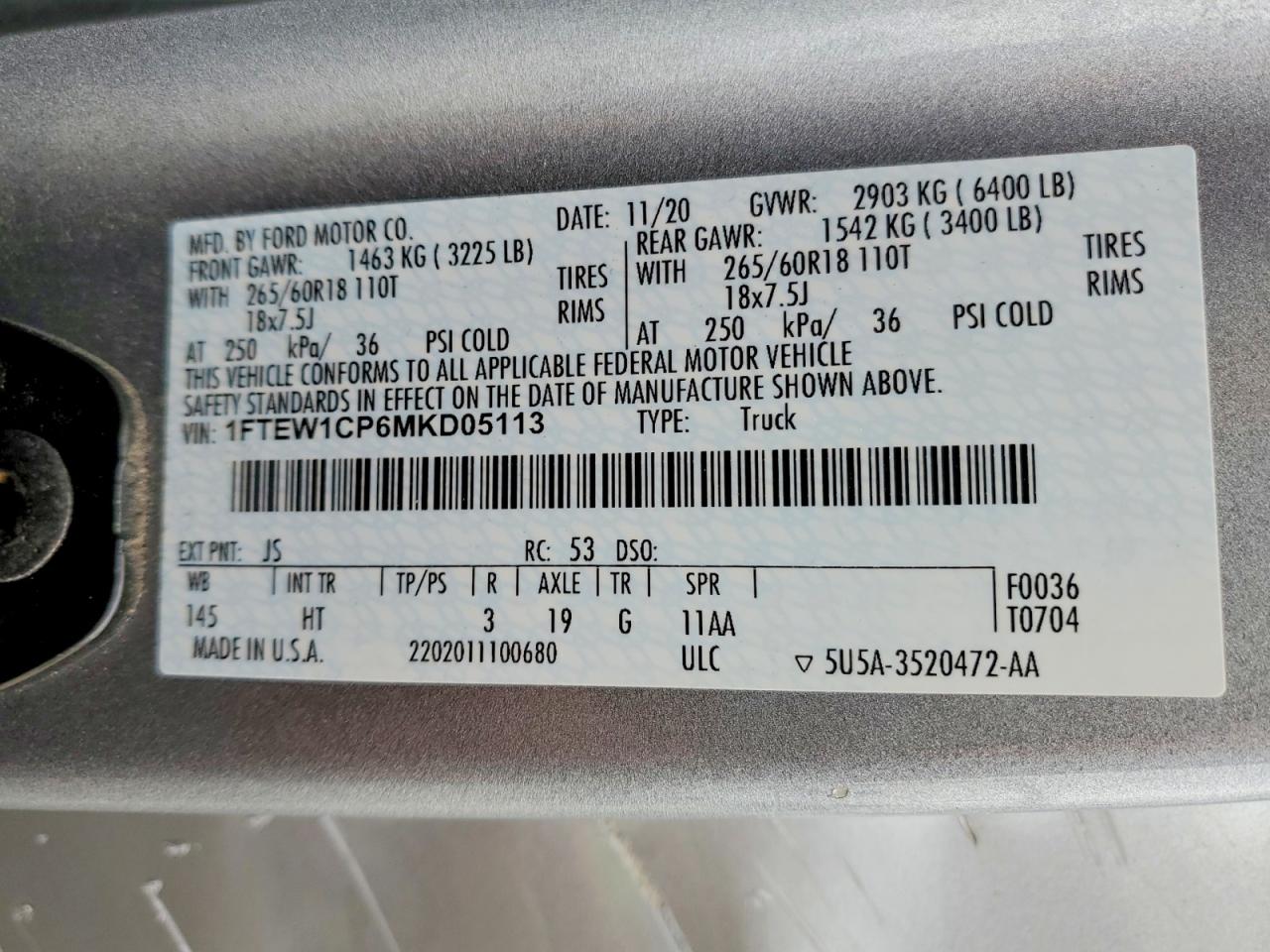 2021 FORD F150 SUPERCREW photo 23