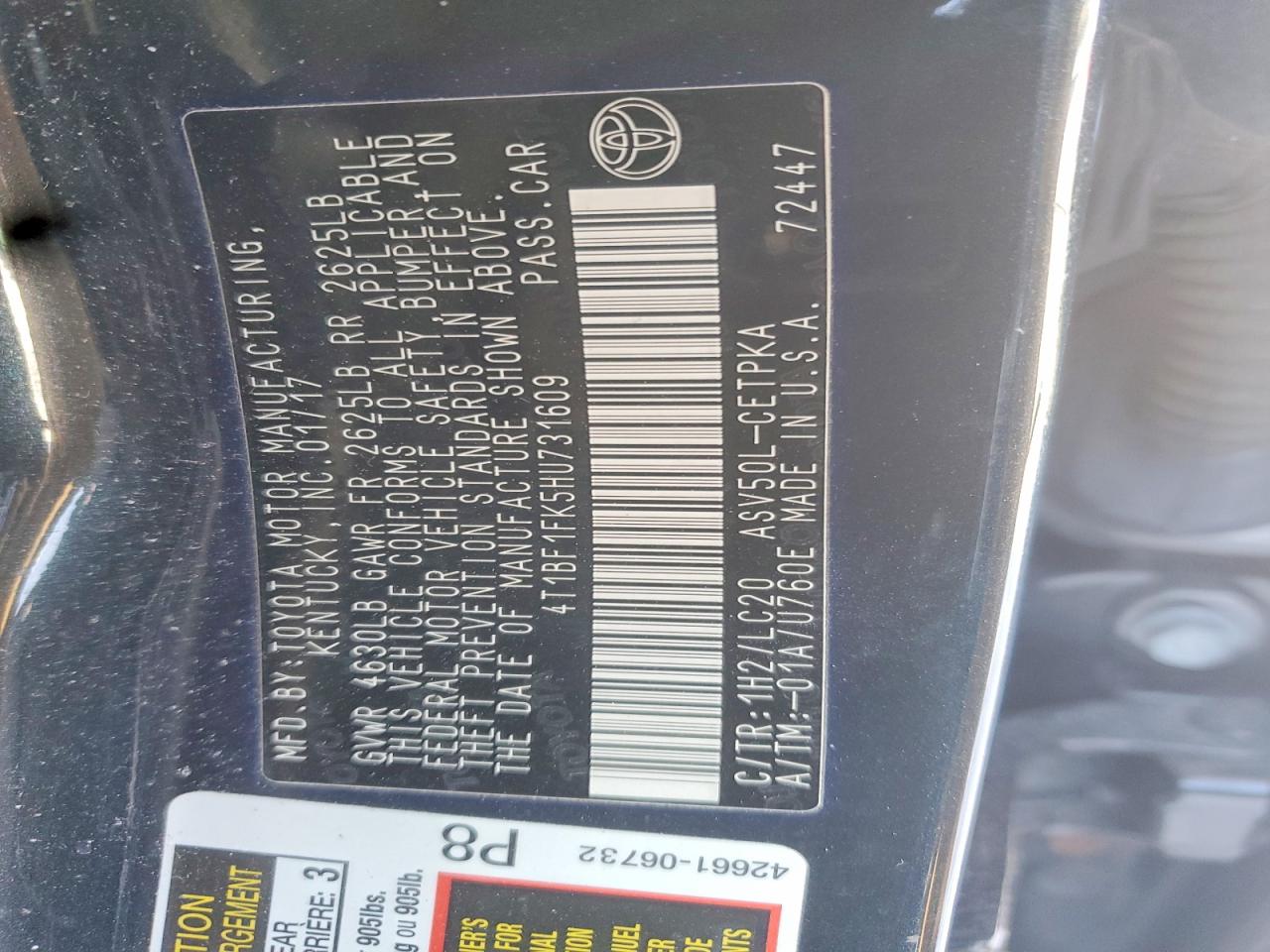 2017 TOYOTA CAMRY XSE photo 12