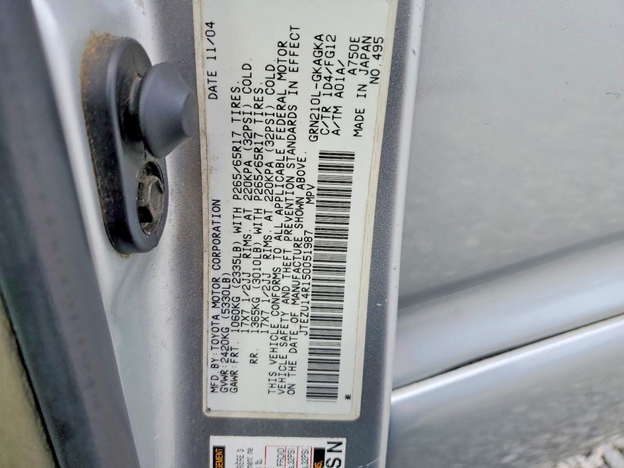 2005 TOYOTA 4RUNNER SR5 photo 13