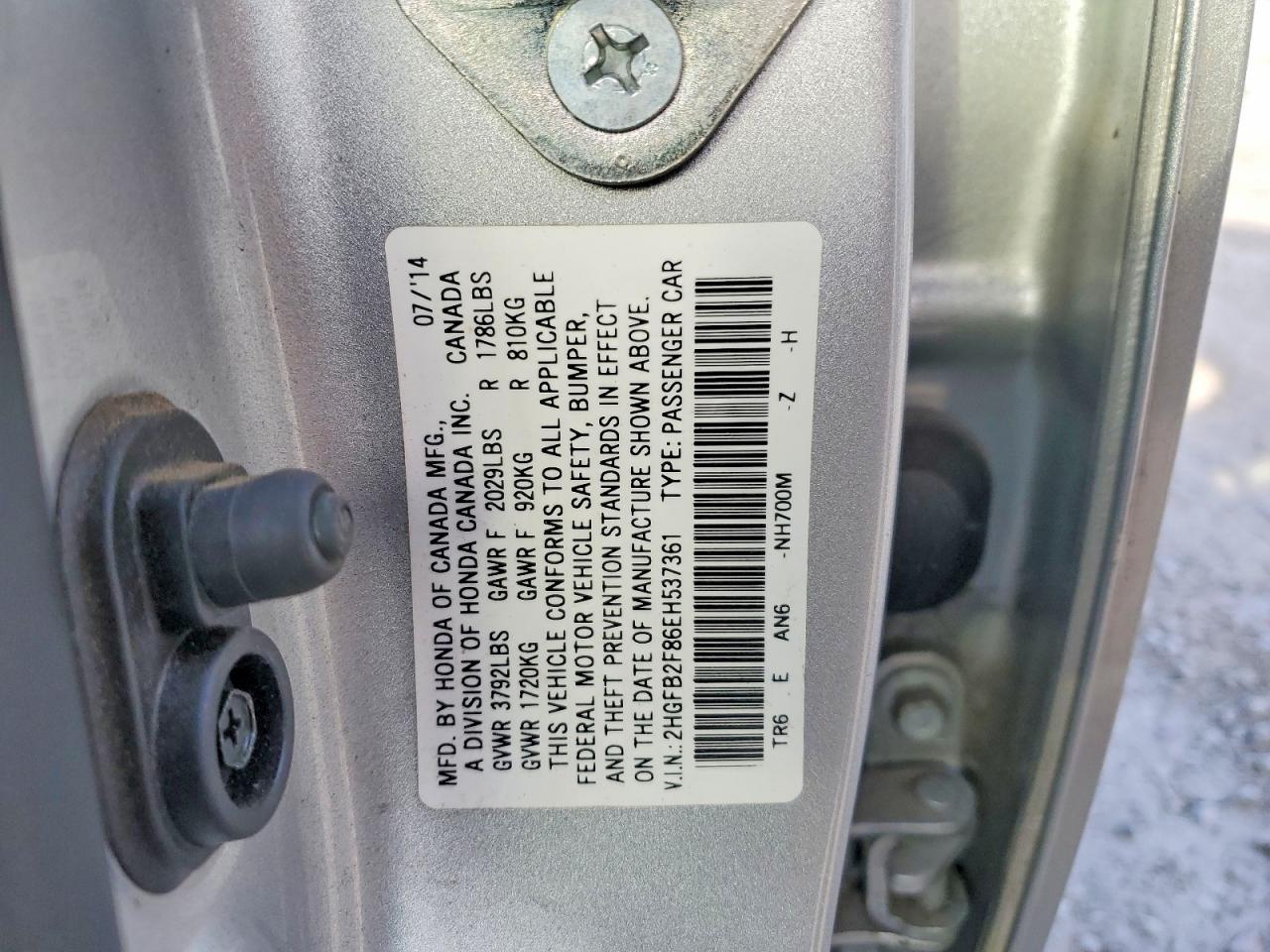 2014 HONDA CIVIC EX photo 12