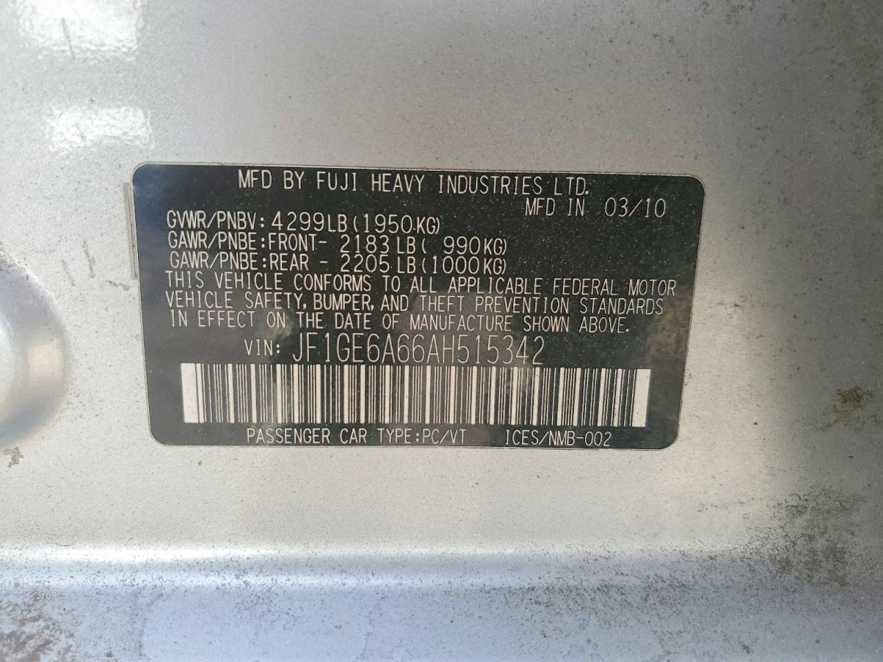 2010 SUBARU IMPREZA 2.5I photo 23