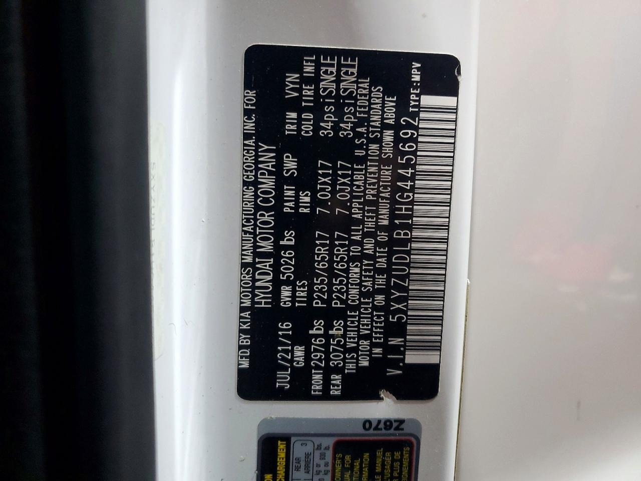 2017 HYUNDAI SANTA FE SPORT 2.4L photo 25
