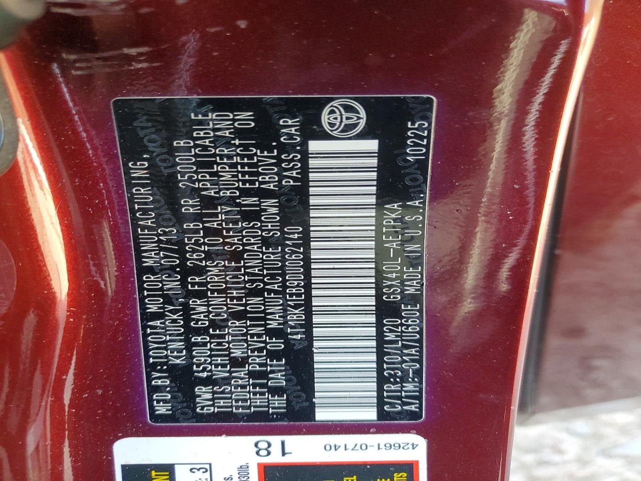 2013 TOYOTA AVALON BASE photo 12