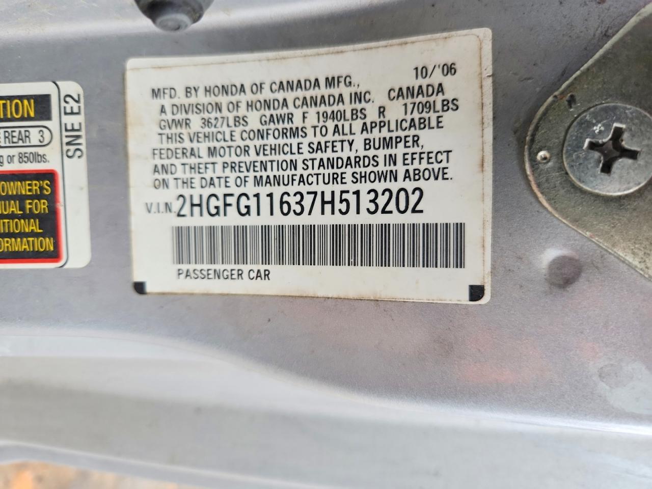 2007 HONDA CIVIC LX photo 23