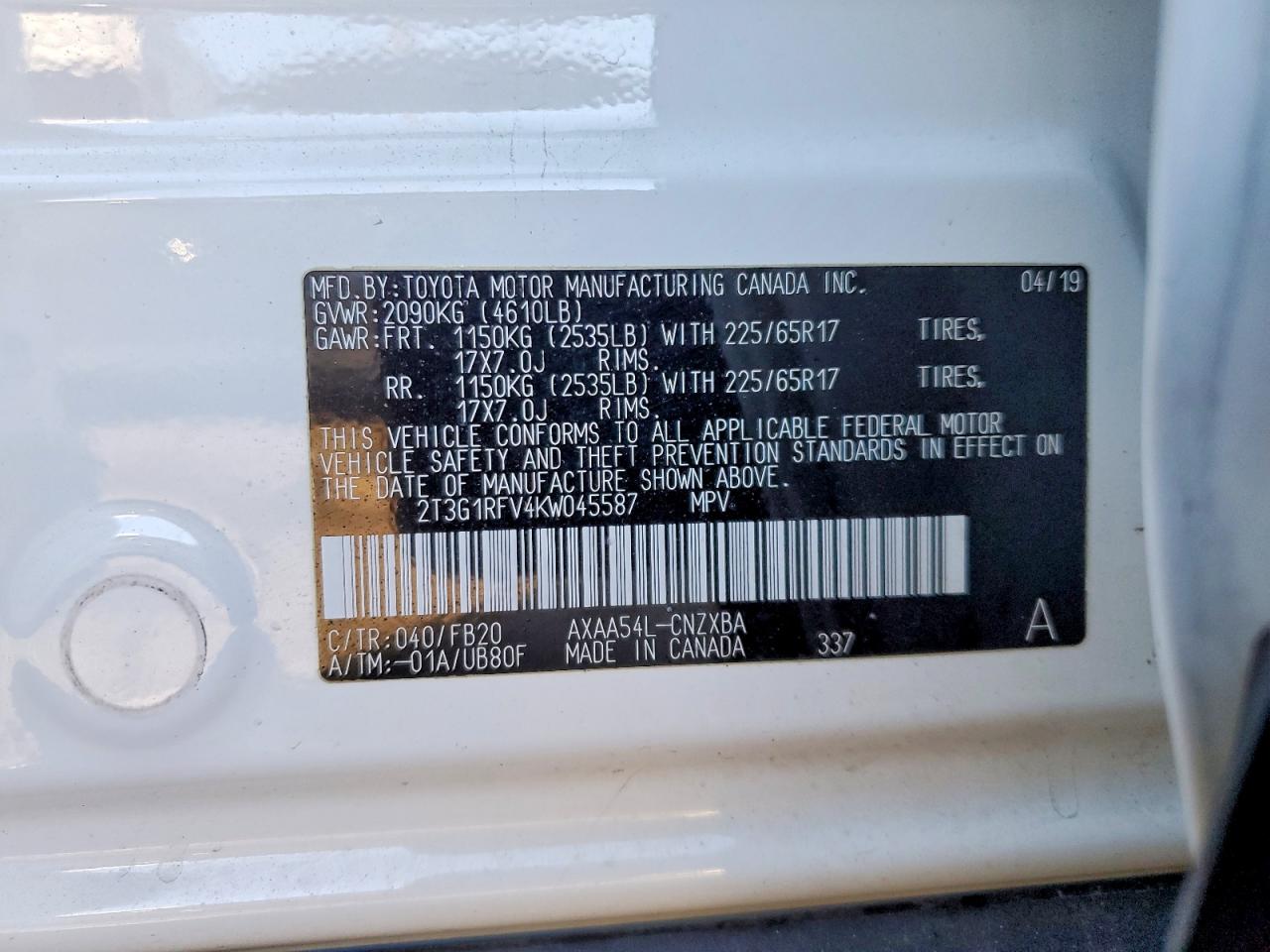 2019 TOYOTA RAV4 LE photo 12