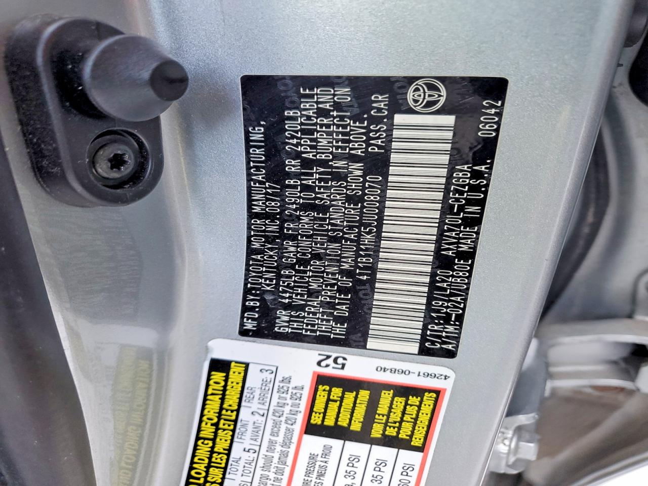 2018 TOYOTA CAMRY photo 12