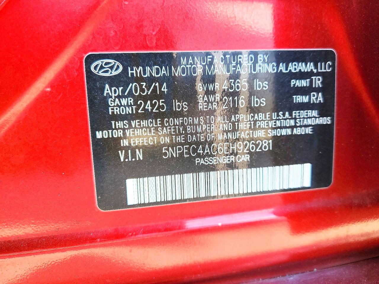 2014 HYUNDAI SONATA photo 12