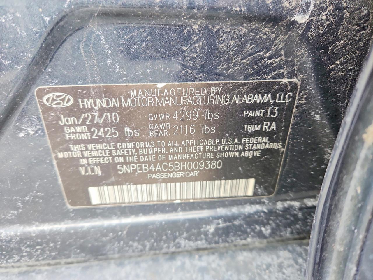 2011 HYUNDAI SONATA GLS photo 12