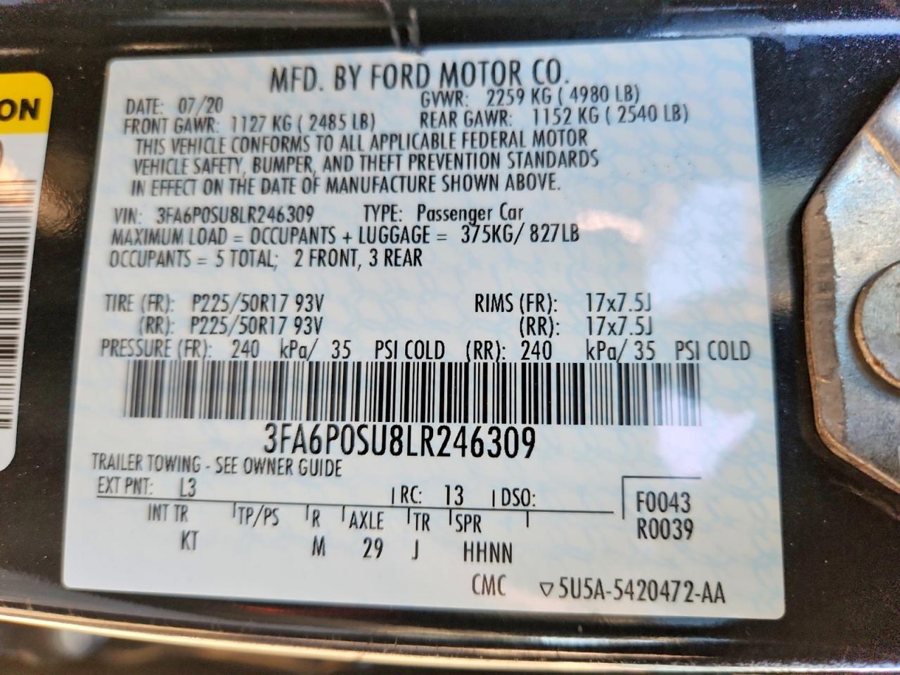 2020 FORD FUSION TITANIUM photo 25