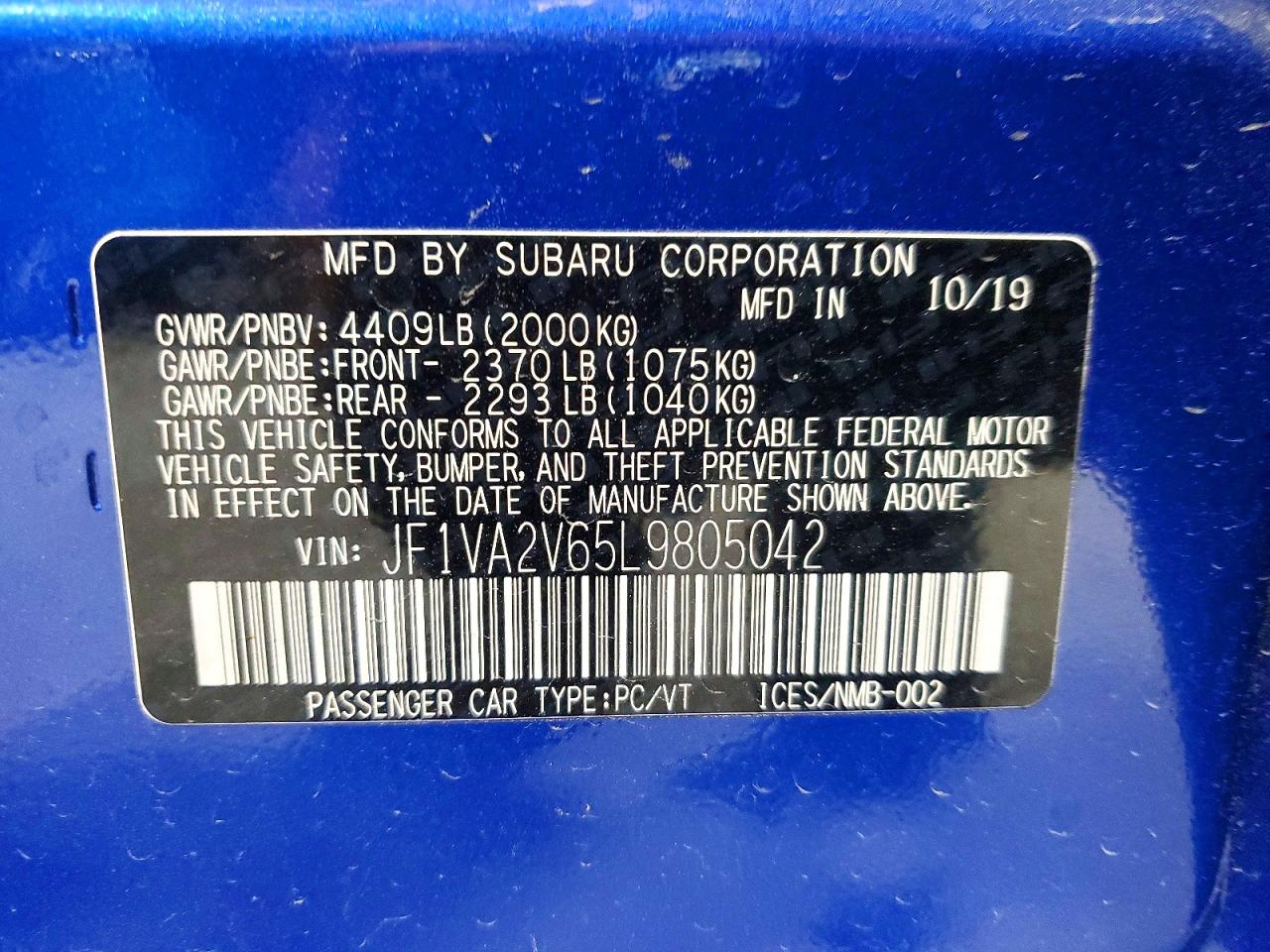 2020 SUBARU WRX STI LIMITED photo 13