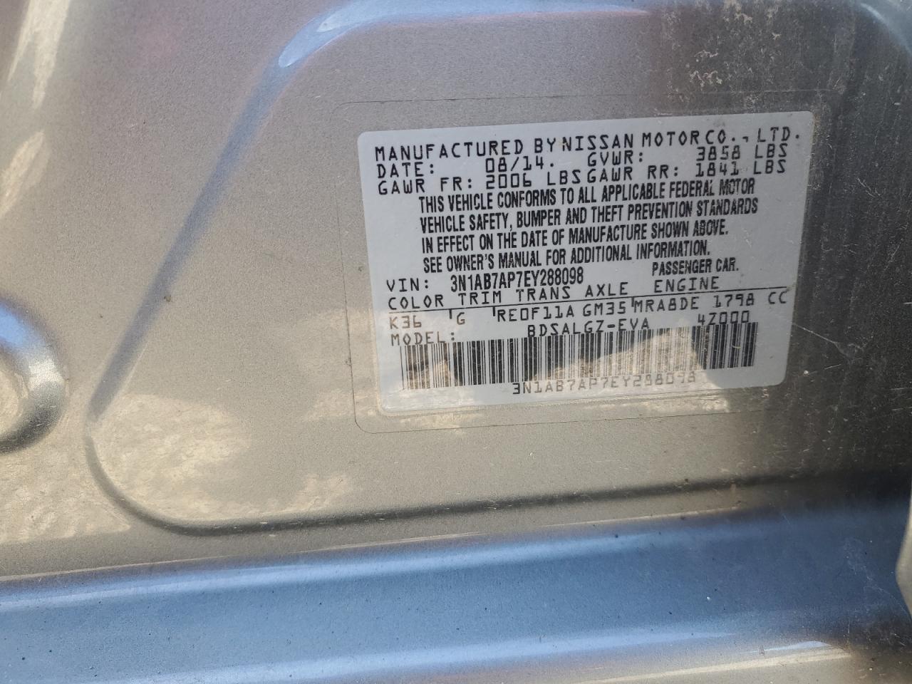 2014 NISSAN SENTRA S photo 34