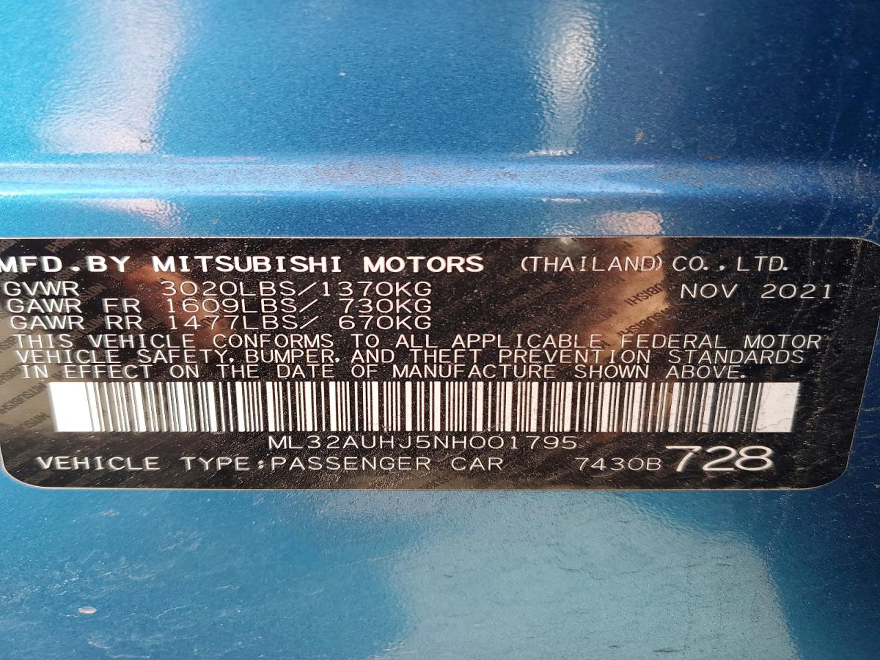 2022 MITSUBISHI MIRAGE ES photo 23