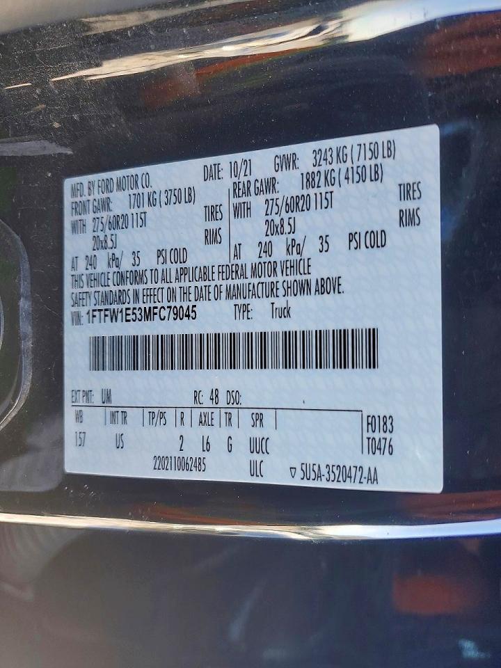 2021 FORD F150 SUPERCREW photo 12