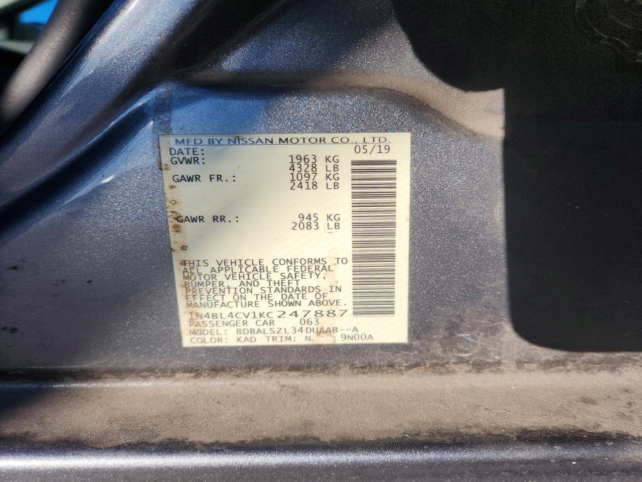 2019 NISSAN ALTIMA SR photo 23