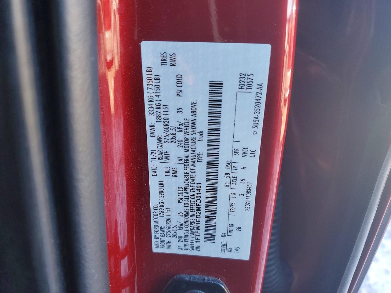 2021 FORD F150 SUPERCREW photo 12