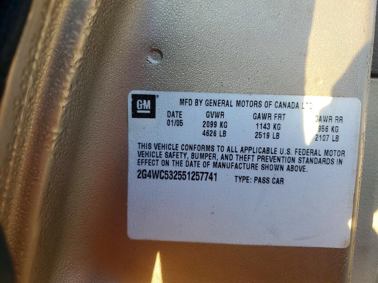 2005 BUICK LACROSSE CX photo 23