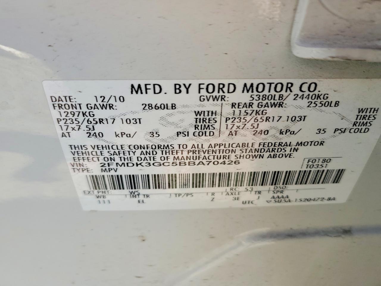 2011 FORD EDGE SE photo 37