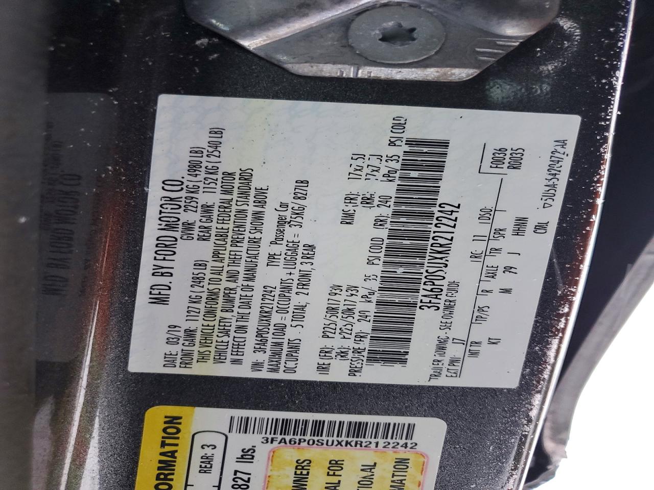 2019 FORD FUSION TITANIUM photo 12