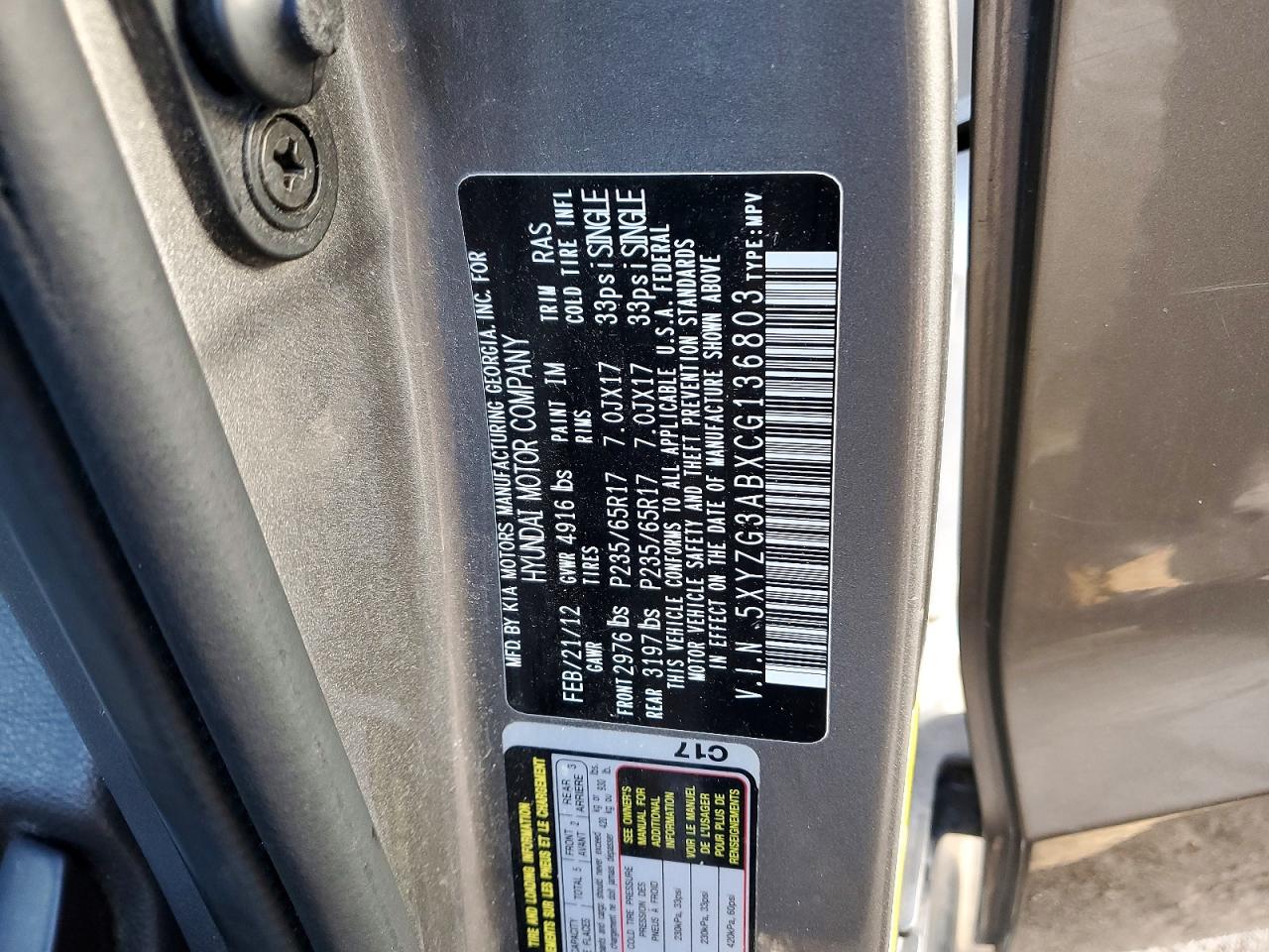 2012 HYUNDAI SANTA FE photo 37