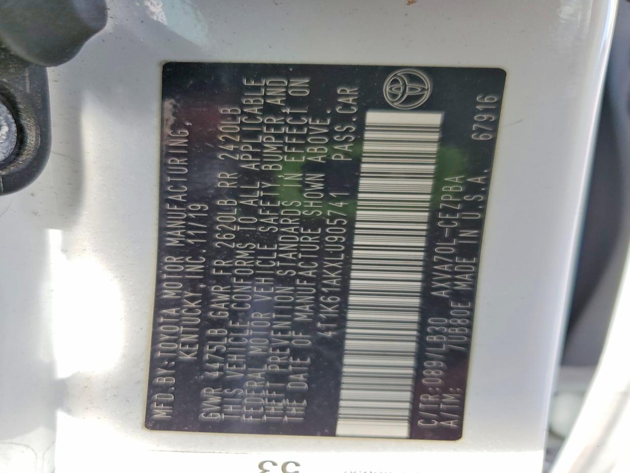 2020 TOYOTA CAMRY XSE photo 34
