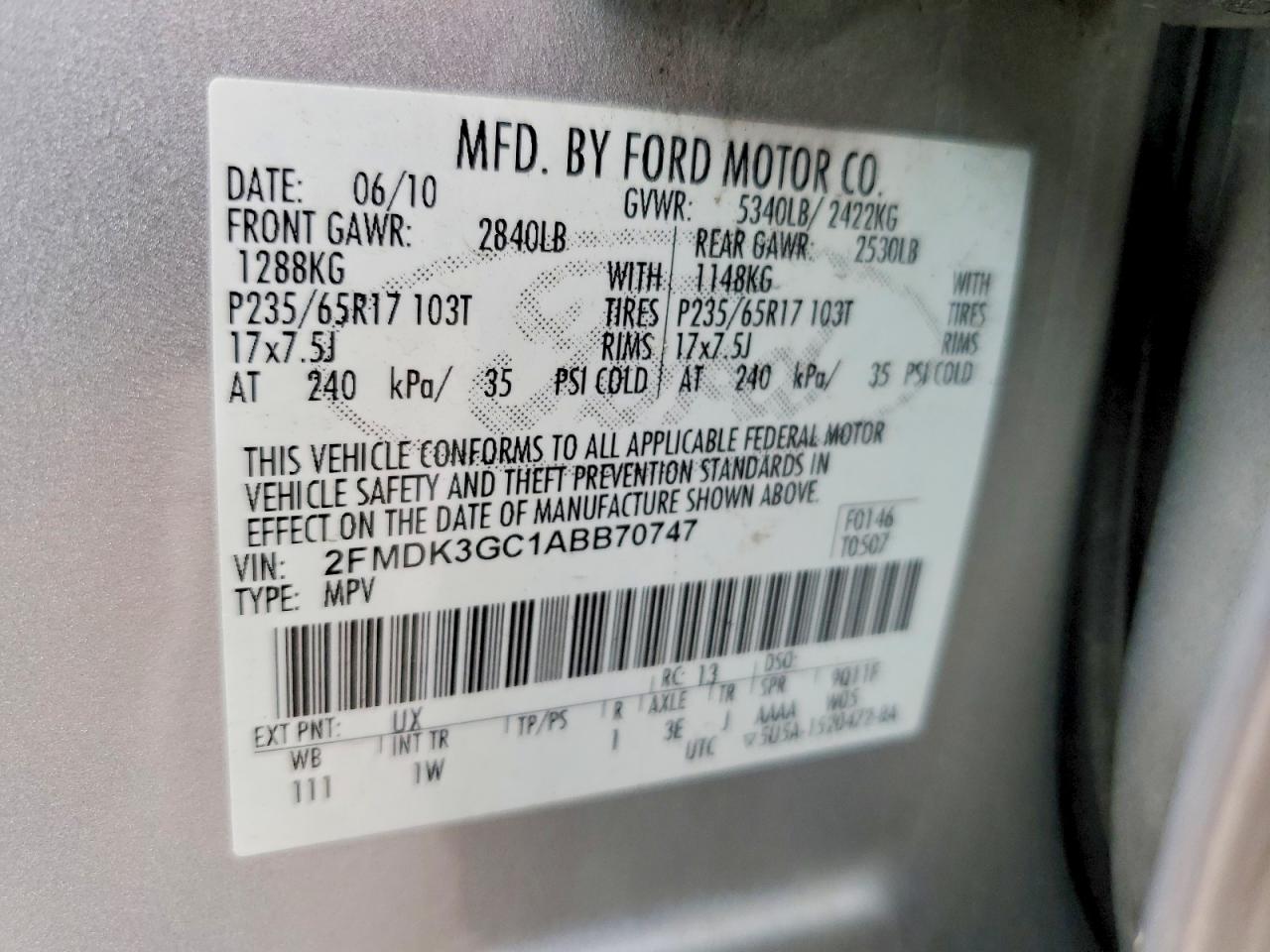 2010 FORD EDGE SE photo 13