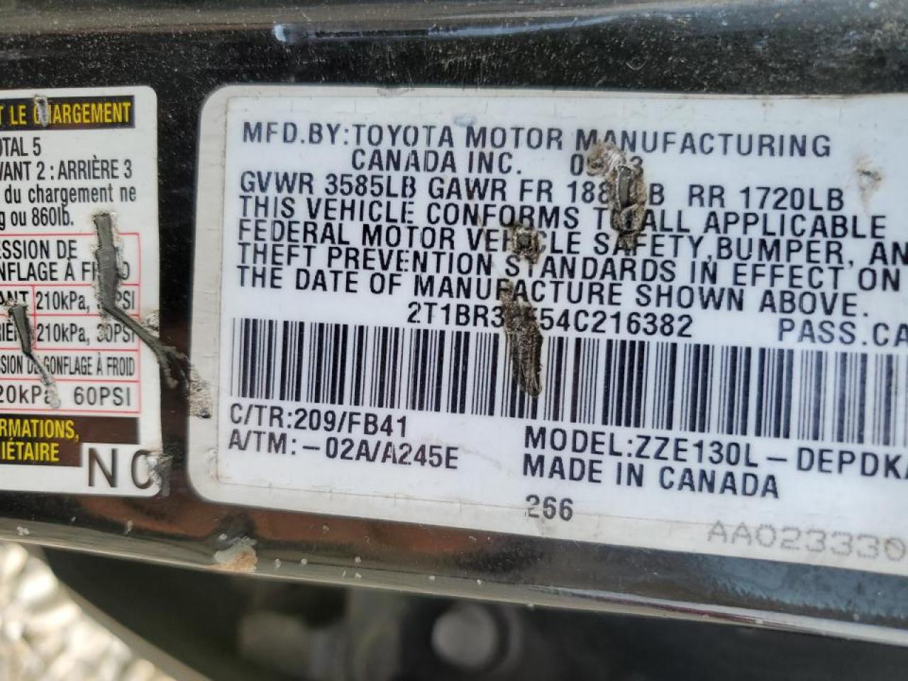 2004 TOYOTA COROLLA CE photo 11