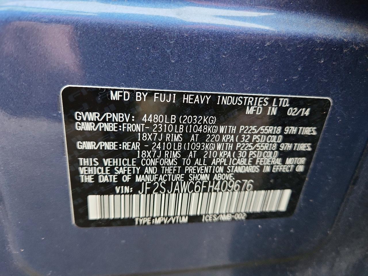 2015 SUBARU FORESTER 2.5I TOURING photo 12