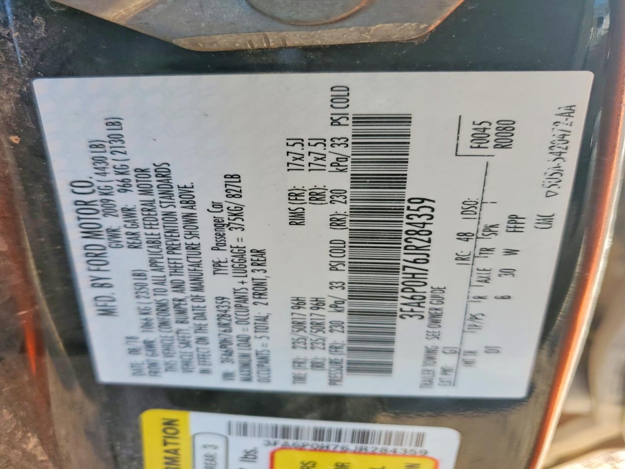 2018 FORD FUSION SE photo 23