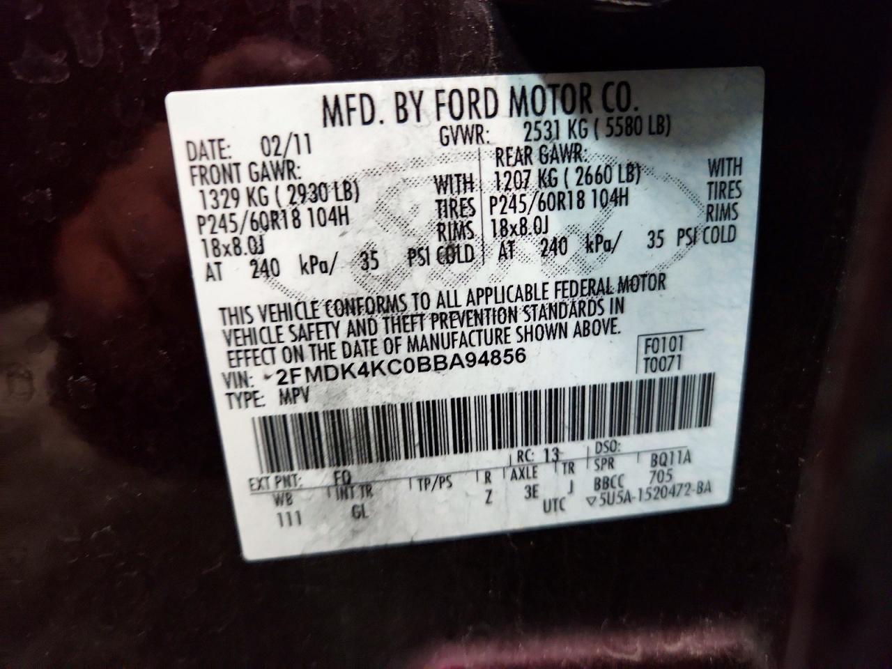 2011 FORD EDGE LIMITED photo 25