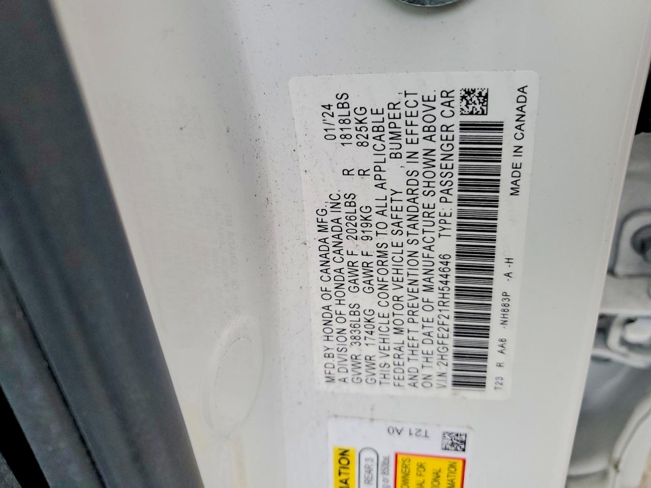 2024 HONDA CIVIC LX photo 23
