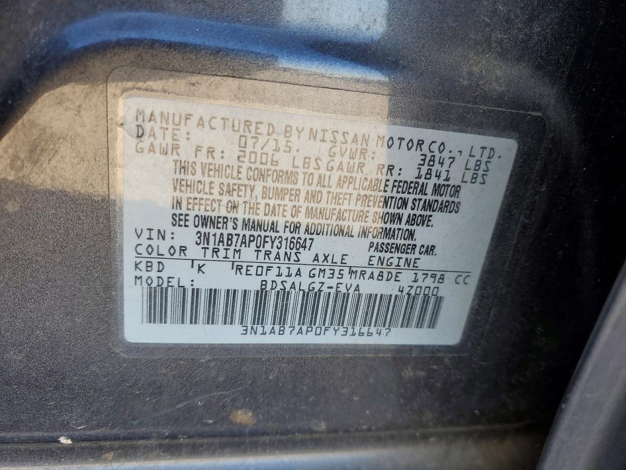 2015 NISSAN SENTRA SL photo 12