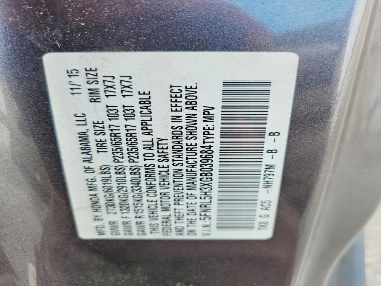 2016 HONDA ODYSSEY SE photo 25
